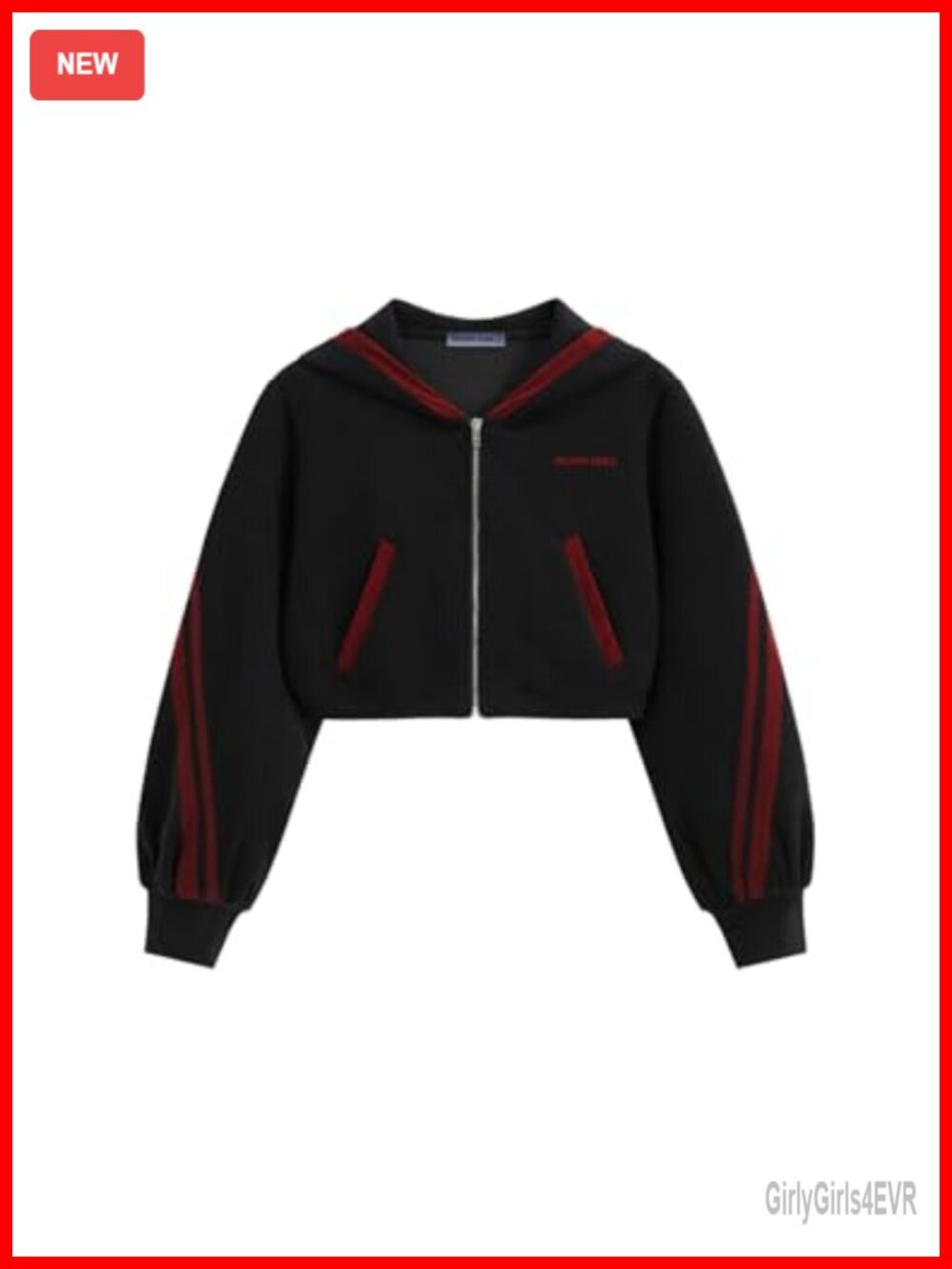 Cropped Contrast Stripe Zip Up Hoodie Y2K Streetwear Jacket